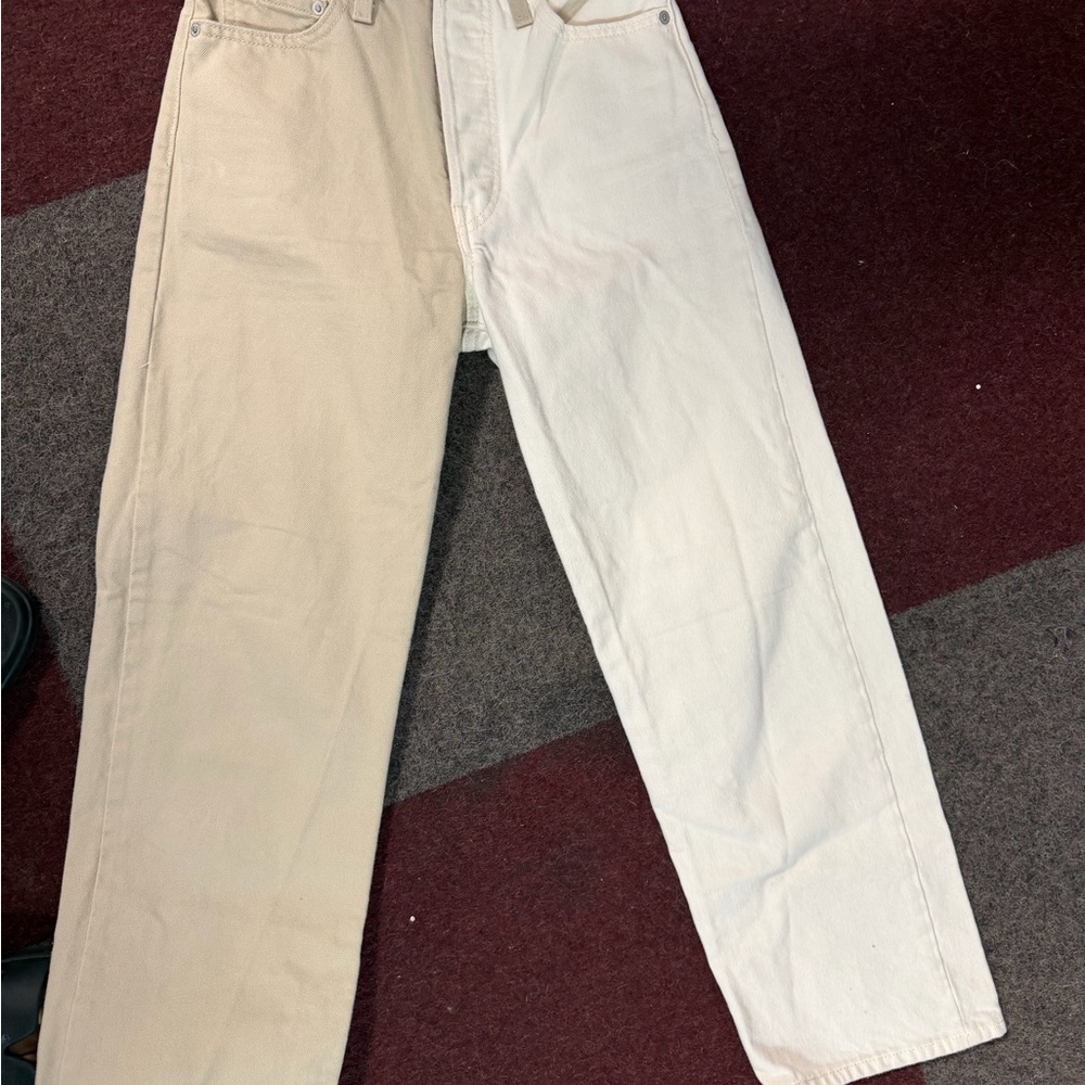 Levi's Two-Tone Cream and White Jeans